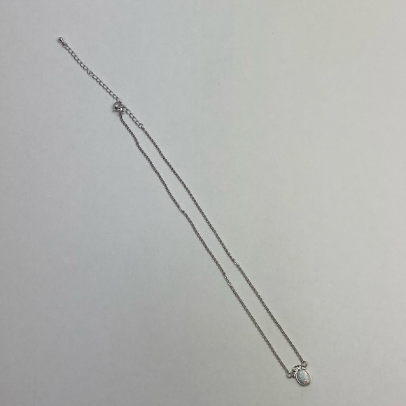 🆕 Pineapple Created Opal Dainty Necklace Silver Tone NWT - Picture 4 of 14